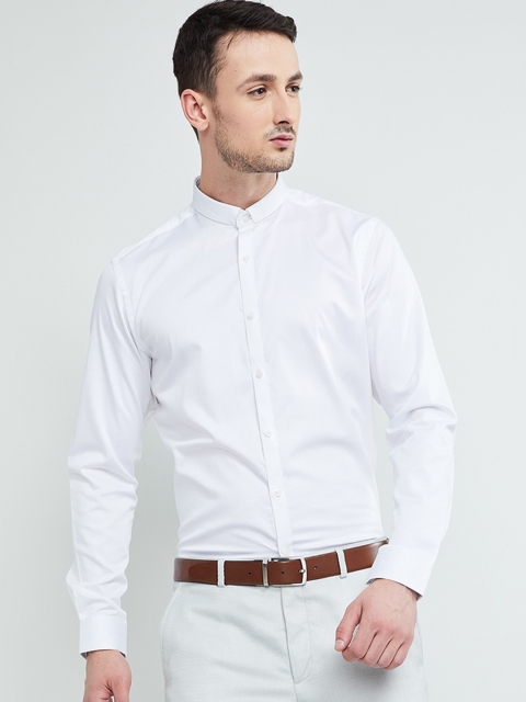 

max Men White Slim Fit Solid Formal Shirt