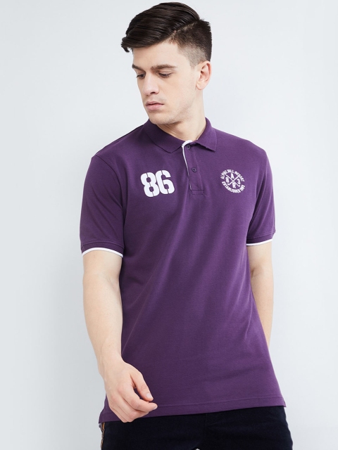 

max Men Purple Printed Polo Collar T-shirt