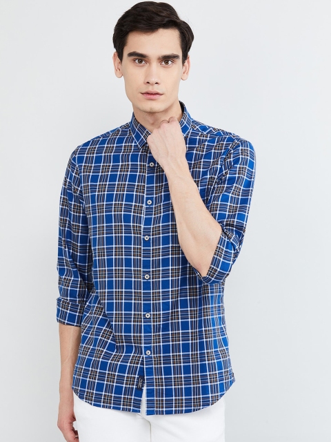 

max Men Blue Regular Fit Checked Casual Shirt