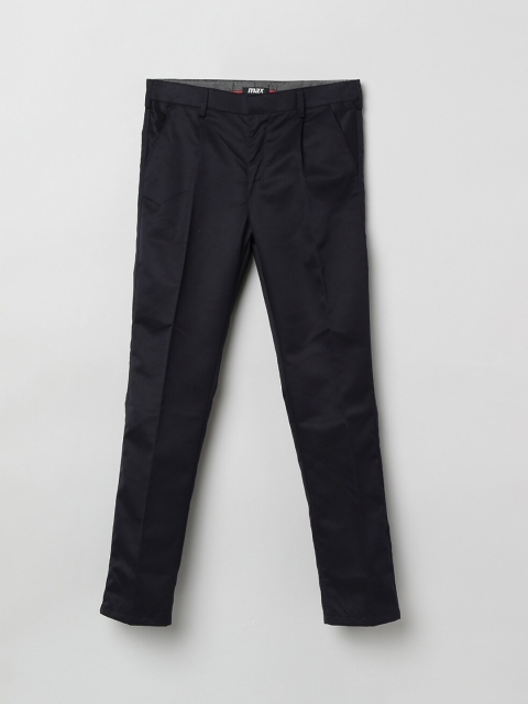 

max Boys Navy Blue Regular Fit Solid Regular Trousers
