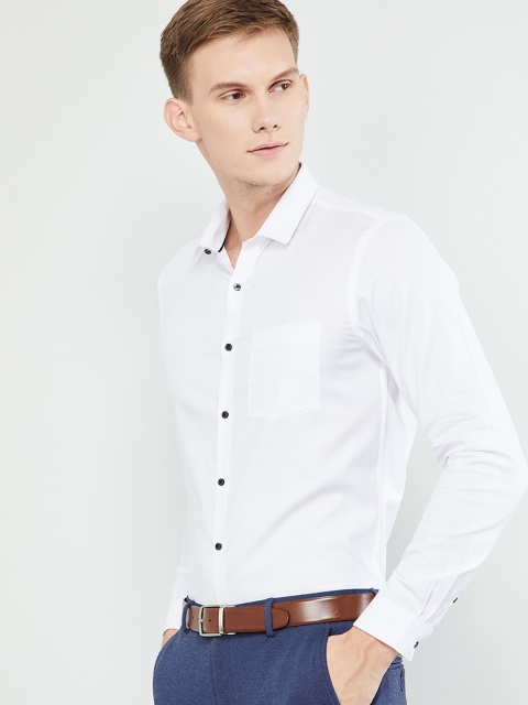 

max Men White Slim Fit Solid Formal Shirt