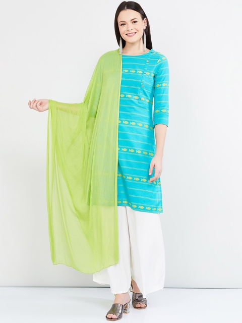 

max Lime Green Solid Dupatta