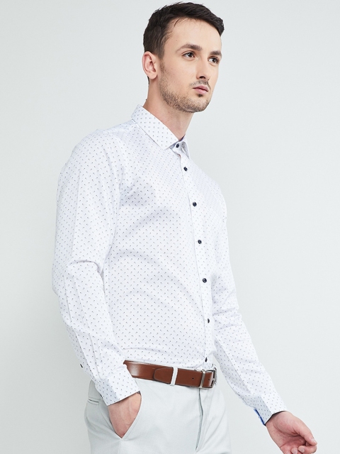 

max Men White & Black Slim Fit Printed Formal Shirt