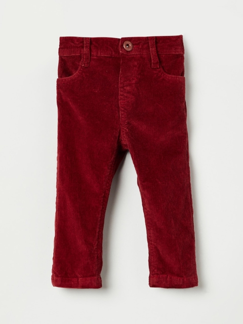 

max Boys Maroon Regular Fit Solid Corduroy Regular Trousers