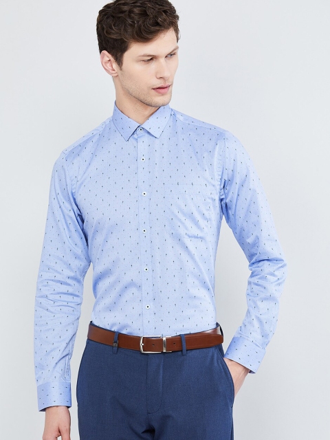 

max Men Blue Slim Fit Printed Casual Shirt