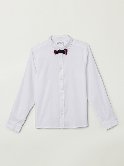 

max Boys White Regular Fit Solid Party Shirt