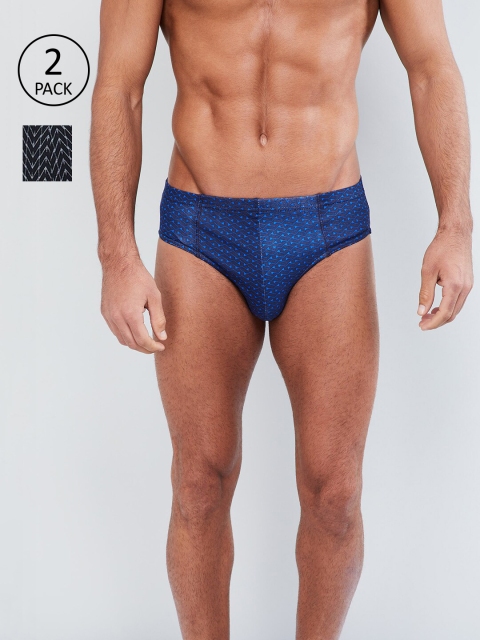 

max Men Pack Of 2 Printed Basic Briefs NOSAOP01, Blue