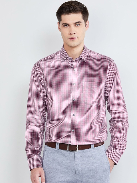 

max Men Maroon & White Slim Fit Checked Formal Shirt