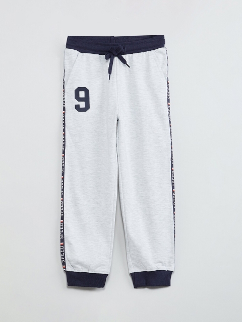 

max Boys Grey & Blue Solid Slim-Fit Joggers