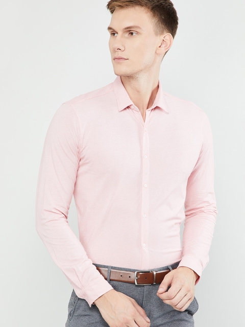

max Men Pink Slim Fit Solid Formal Shirt