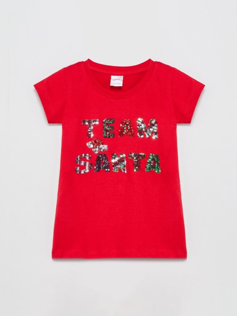

max Girls Red Sequinned A-Line Top