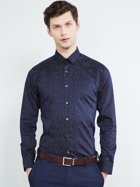 

max Men Blue Slim Fit Floral Printed Party Shirt