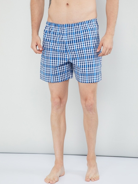 

max Men Blue & White Checked Boxers PNRSU19BX02BLUE