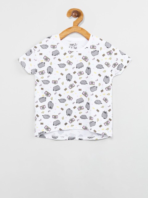 

max Girls White Printed Top