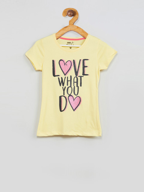 

max Girls Yellow Printed Top