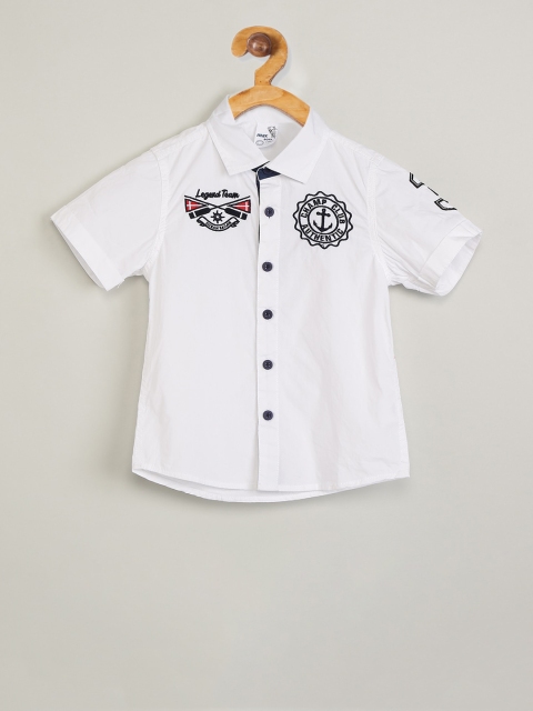 

max Boys White Regular Fit Printed Casual Shirt