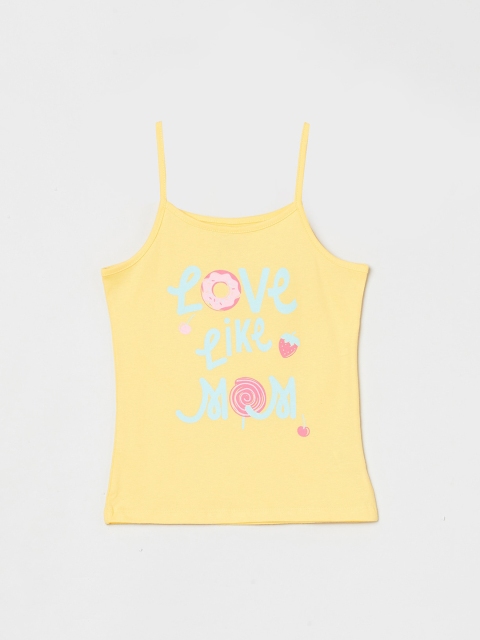 

max Girls Yellow Printed Fitted Pure Cotton Top