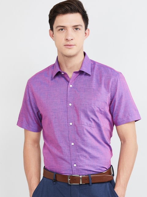 

max Men Purple Regular Fit Solid Formal Shirt