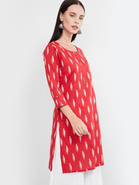 

max Women Red & White Printed Straight Kurti