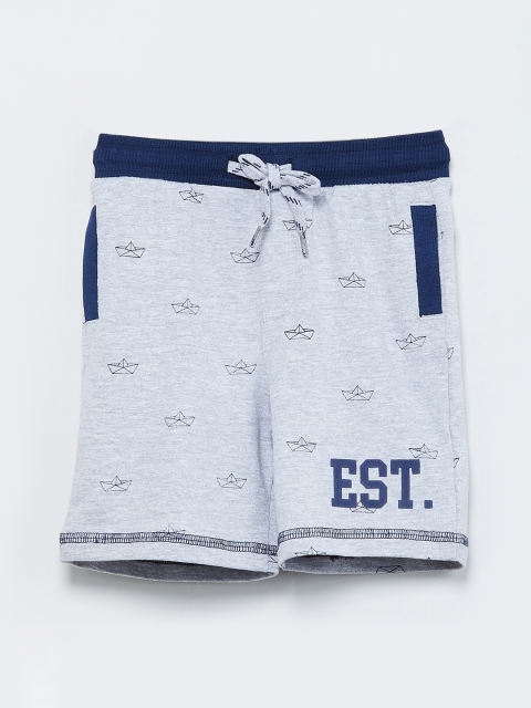 max Boys Grey Melange Printed Regular Fit Regular Shorts