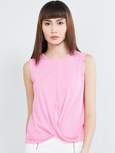 

max Women Pink Ribbed Top