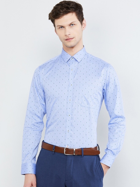 

max Men Blue Slim Fit Printed Formal Shirt