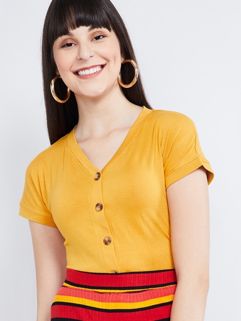 

max Women Yellow Solid Top