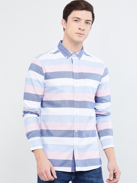 

max Men Blue & Pink Striped Casual Shirt