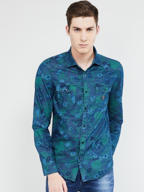 

max Men Blue & Green Slim Fit Printed Casual Shirt