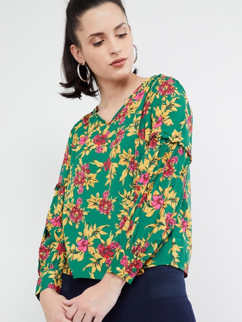max Women Green Floral Printed Top