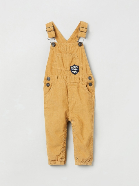 

max Boys Yellow Solid Corduroy Texture Dungarees