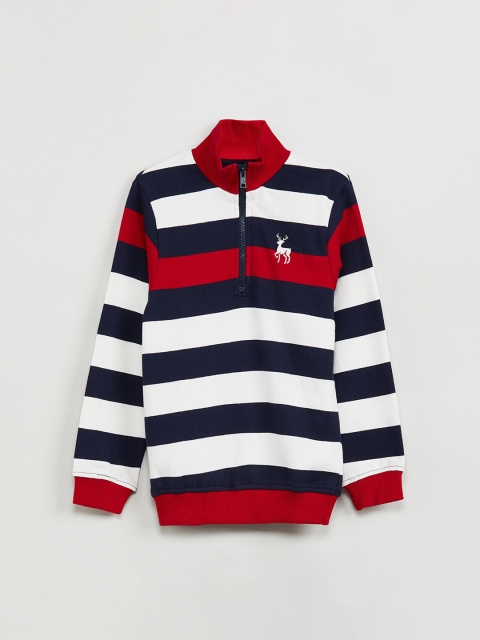 

max Boys White & Red Striped Sweatshirt