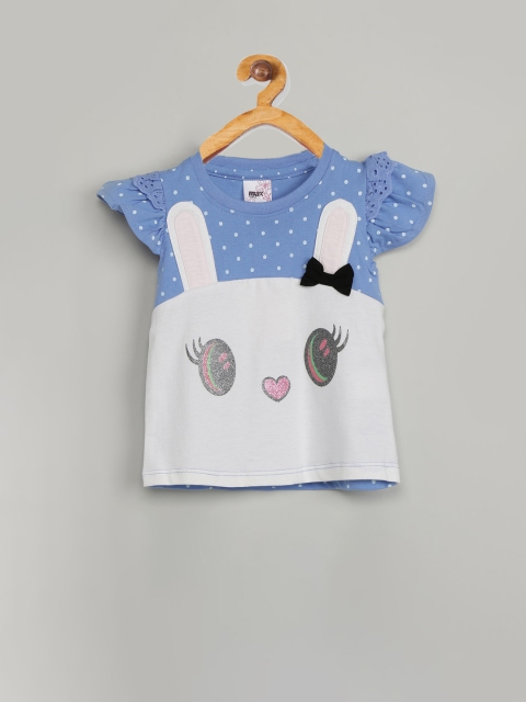 

max Girls Blue & White Colourblocked Top