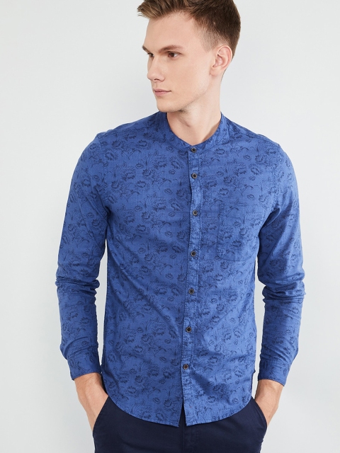 

max Men Blue Nancy Slim Fit Printed Casual Shirt