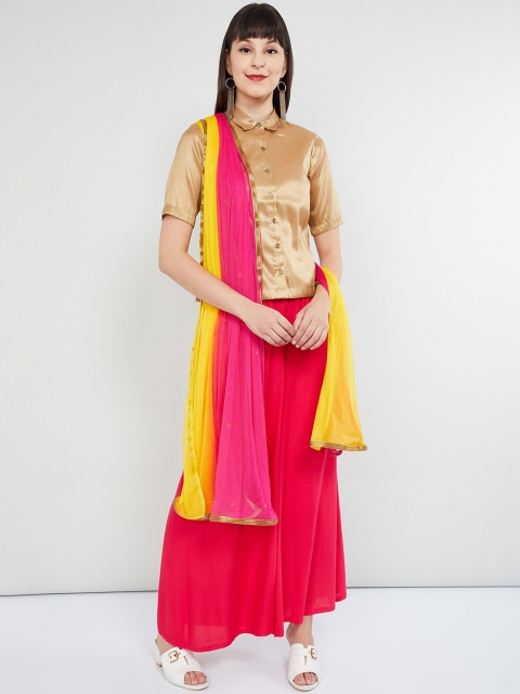 

max Pink & Yellow Colourblocked Dupatta