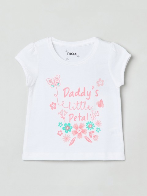 

max Girls White Printed Top