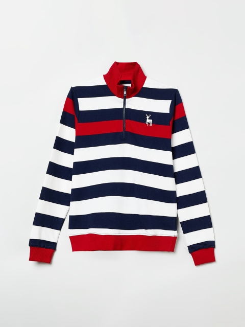 

max Boys White & Red Striped Sweatshirt
