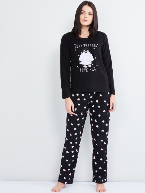 

max Women Black Printed Night suit