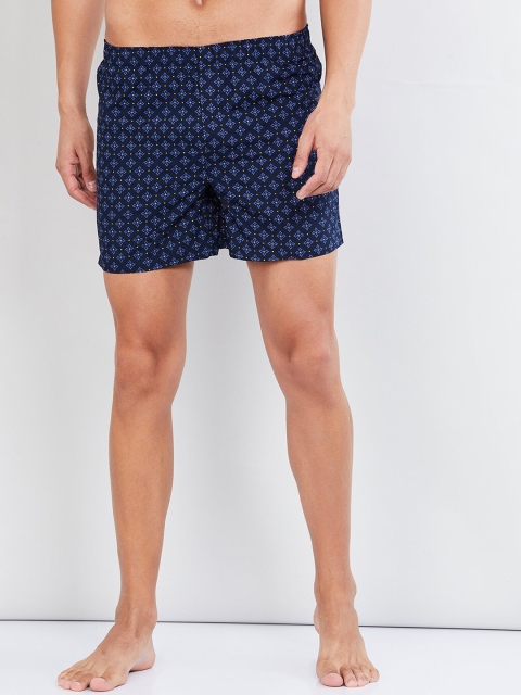 

max Men Blue Printed Pure Cotton Boxers NOOSAOPBXNYNAVY