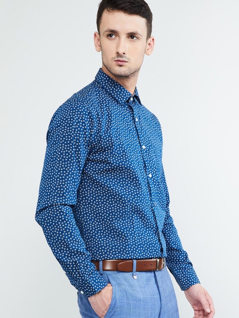 

max Men Blue & White Slim Fit Printed Semiformal Shirt