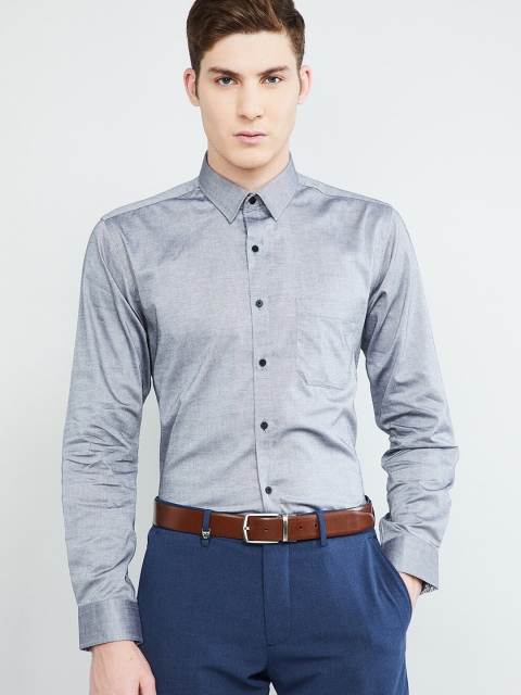 

max Men Grey Slim Fit Solid Party Shirt