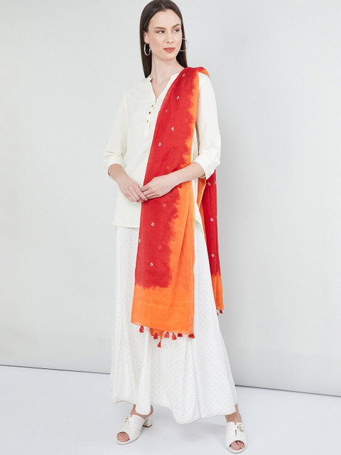 

max Red & Orange Printed Dupatta