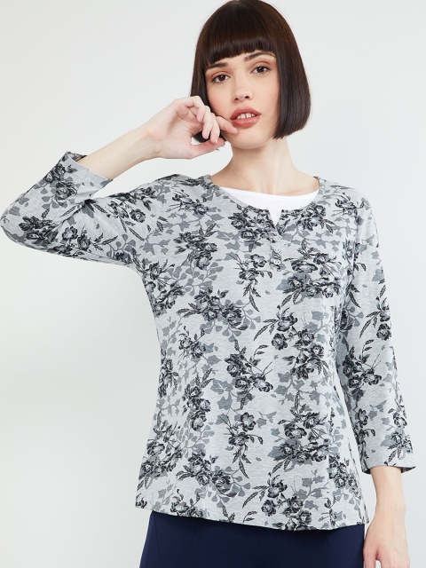 

max Women Grey Melange Printed Top