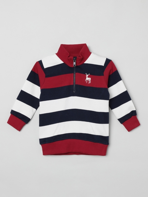 

max Boys White & Red Striped Sweatshirt