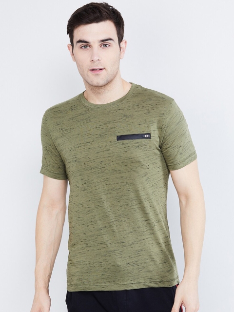 

max Men Olive Green Dyed Round Neck T-shirt