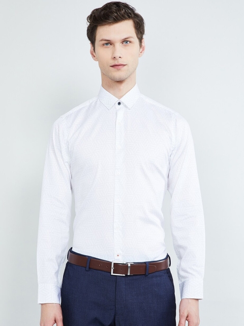 

max Men White Slim Fit Printed Formal Shirt