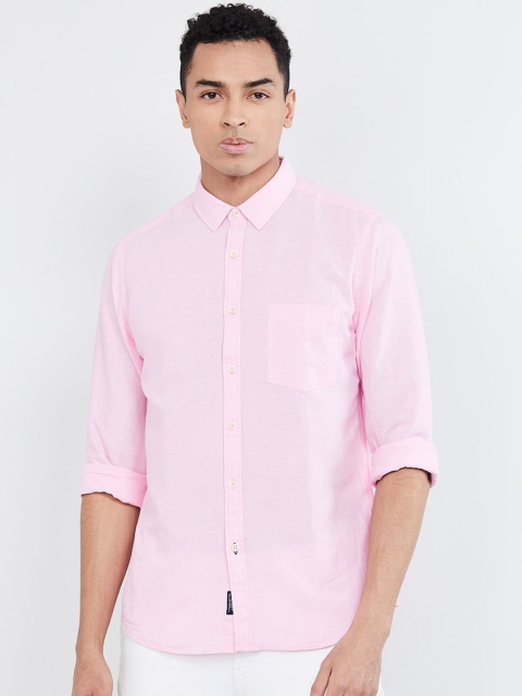 

max Men Pink Regular Fit Solid Casual Shirt