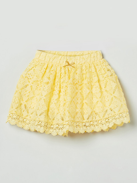 

max Girls Yellow Self-Design Flared Mini Skirt