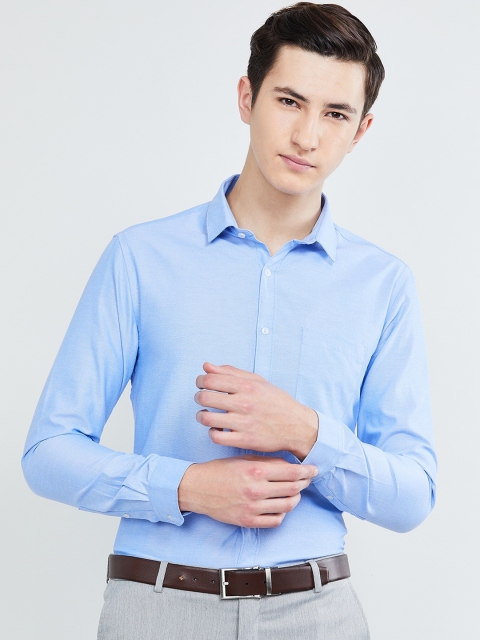 

max Men Blue Slim Fit Solid Formal Shirt