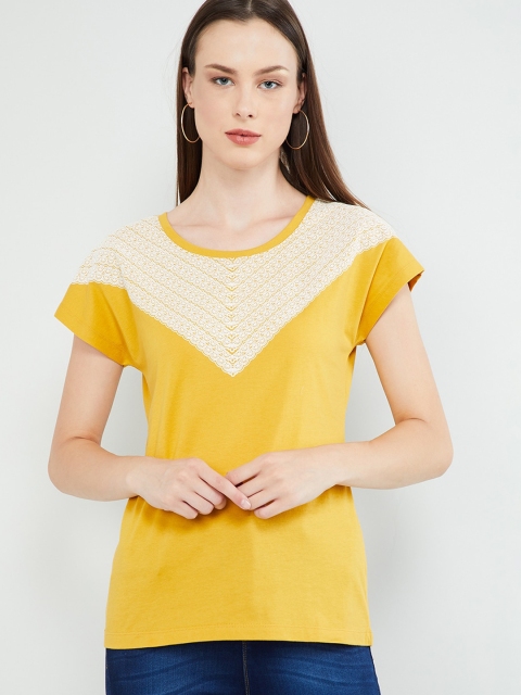 

max Women Yellow Printed Top